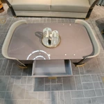 Designer Coffee Table with Curved Silhouette and Integrated Storage Drawers